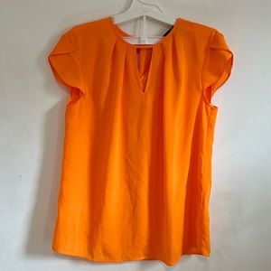 NWT New Woman’s sheer neon orange blouse top size small